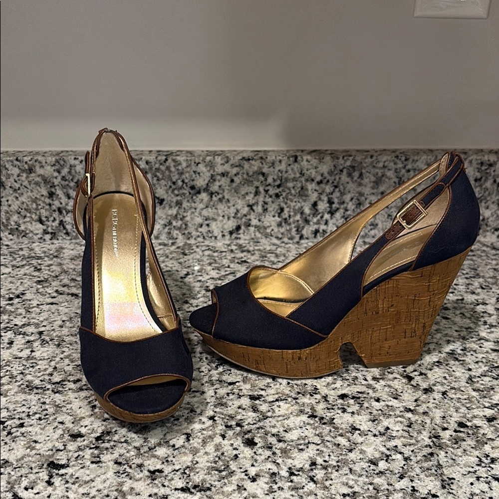 BCBGeneration navy blue wedge heels. 8.5